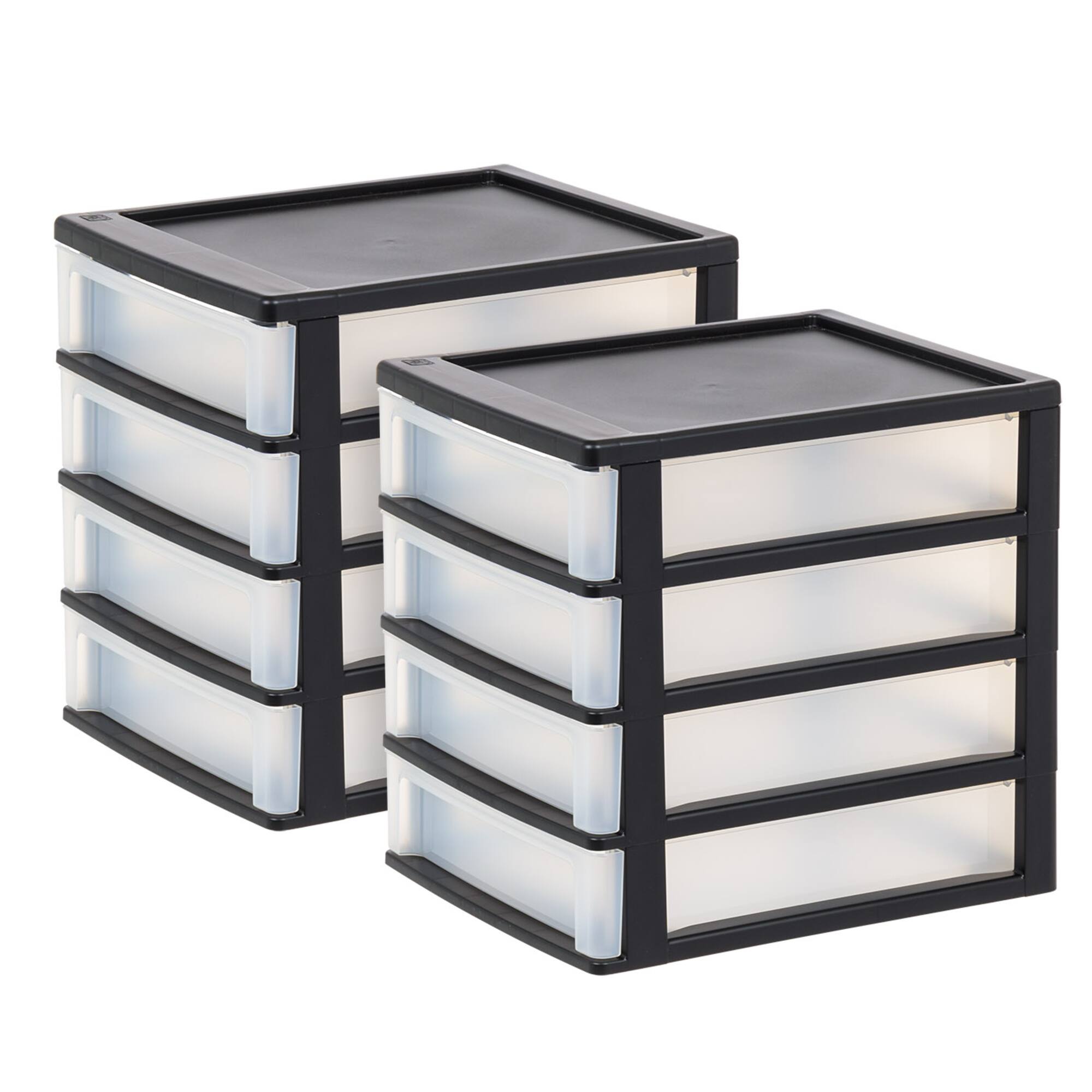 IRIS Black 4 Drawer Desktop Storage Unit Set